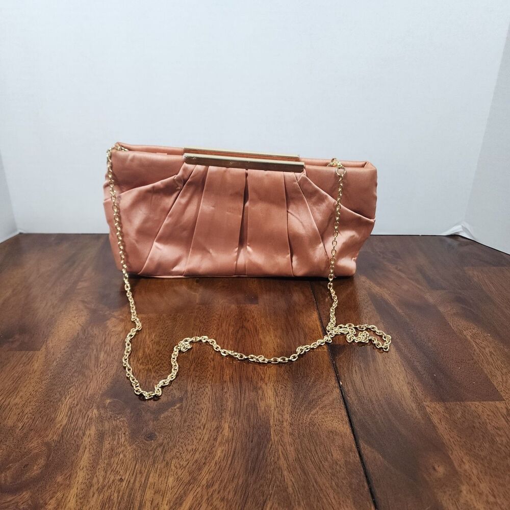 CHARMING TAILOR Clutch Evening Bag Elegant Pleated Satin Formal Blush Pink
